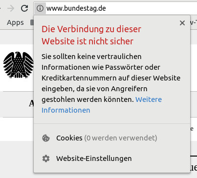 Bundestag Webseite Verschlüsselung