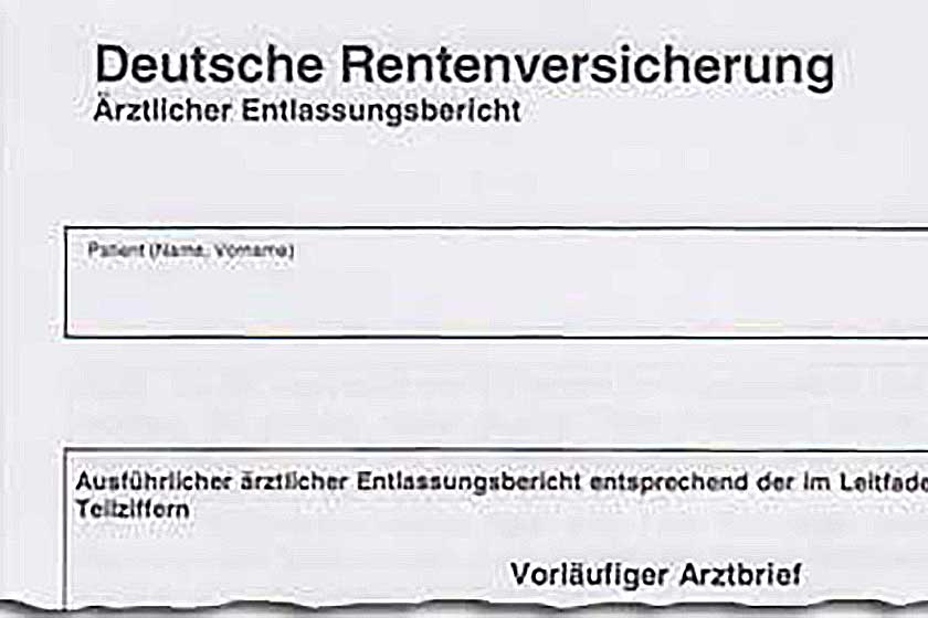 Entlassungsbericht, DRV, Rentenversicherung