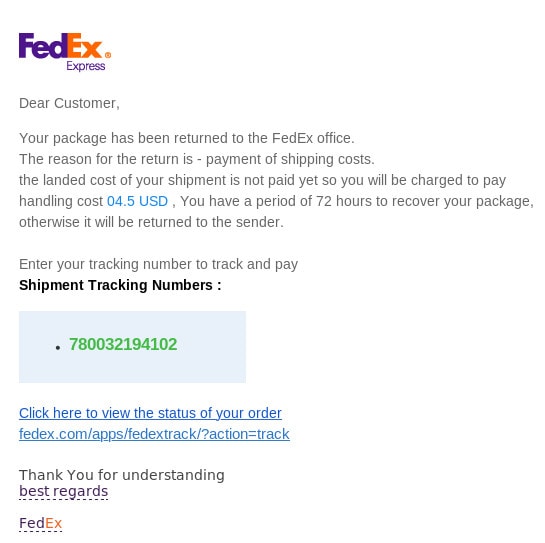 FedEx Phishing Spam
