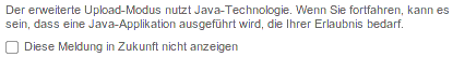 Javascript Hinweis bei Humyo