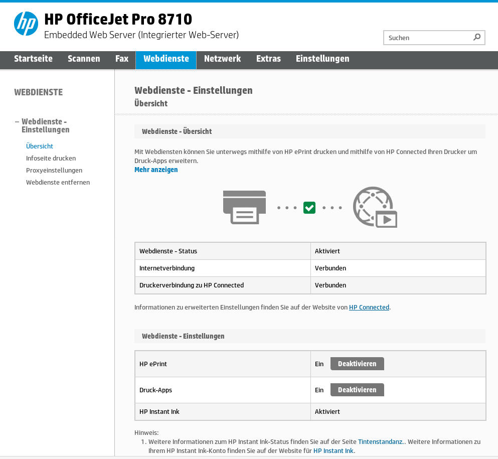 HP OfficeJet Pro 8715 - EWS - Webdienste