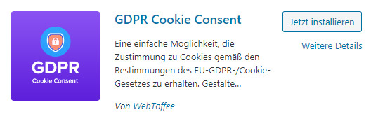 wordpress gdpr cookie plugin